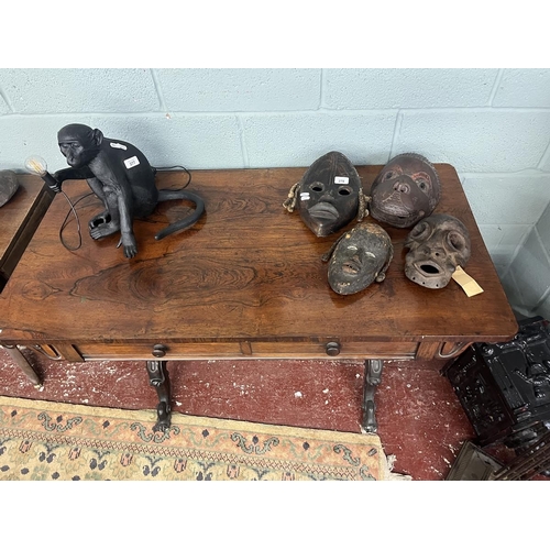 276 - Victorian rosewood library table - Approx L: 124cm  D: 62cm  H: 73cm