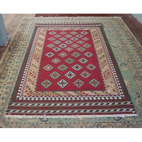 281 - Large red patterned rug - Approx size 265cm x 165cm