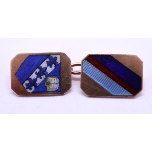 30 - Pair of 9ct gold and enamel cufflinks