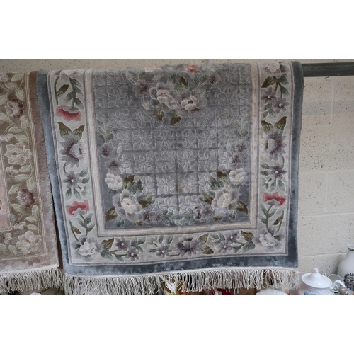 369 - 2 x Vintage Chinese silk rugs - Approx 153 cm x 92cm each.
