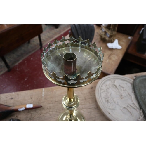372 - Large brass candlestick - Approx height: 57cm