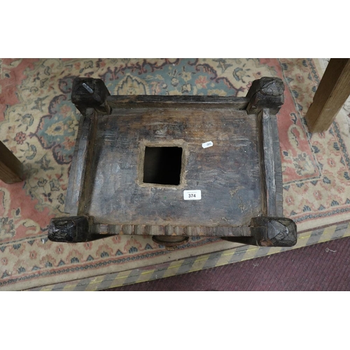 374 - Antique carved Indian chest - Approx size: W: 49cm D: 36cm H: 53cm