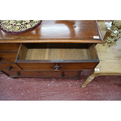 397 - Antique mahogany 2 over 3 chest of drawers - Approx size: L: 122cm W: 57cm H: 102cm