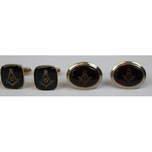 64 - Collection of cufflinks and tie pins to include opal & Masonic