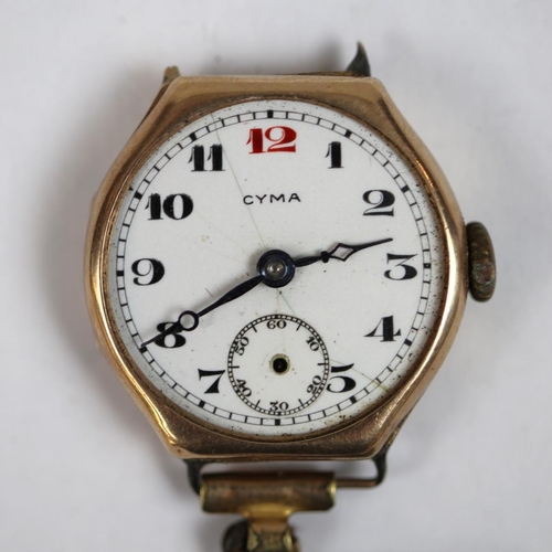 69 - 9ct gold cased watch A/F