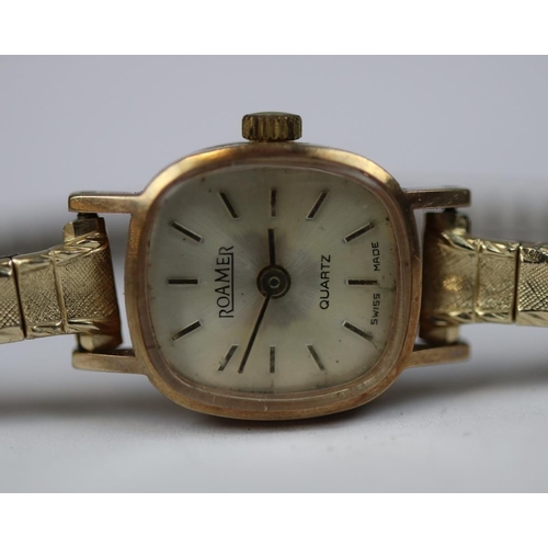 73 - 9ct gold cased watch - Roamer