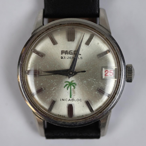 74 - Vintage Swiss made Pagol manual date watch (working)