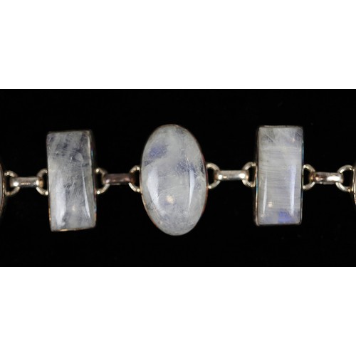 45 - Contemporary designer silver bracelet set with moonstones