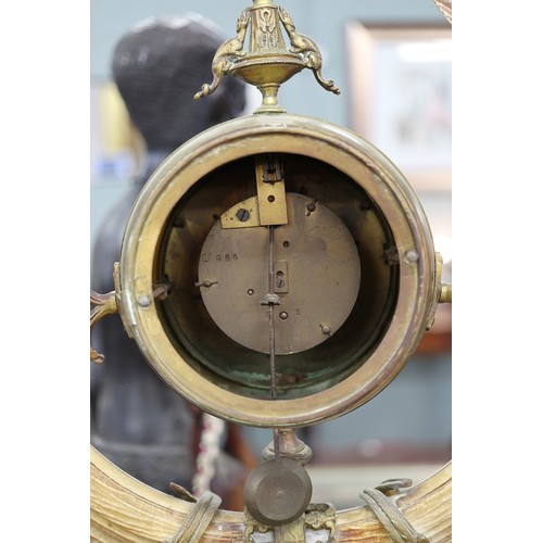 395 - Garniture clock & 2 candelabra - Hippo tusks - Approx height: 52cm
