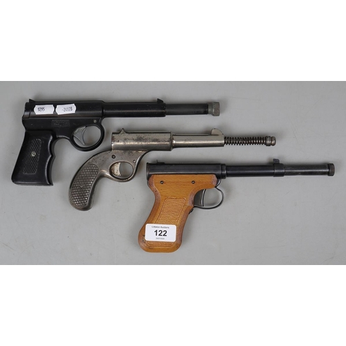 122 - A rare 1910-20 German Langenheim 'Dolla' chromed pop-out .177 air pistol plus 1950's German Original... 