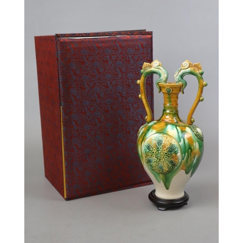 145 - Tri colour glazed pottery in the Tang Dynasty style - Approx height 28cm