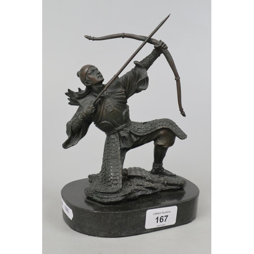167 - Bronze sculpture Bushido samurai warrior signed Kamiko