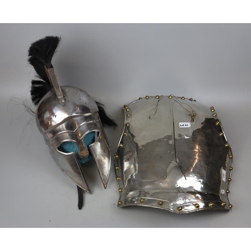 195 - Reproduction Spartans helmet with later breast plate