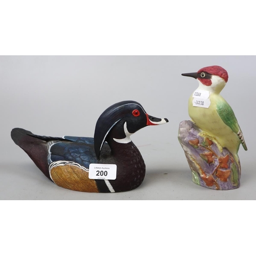 200 - Royal Worcester ceramic wood pecker together with a duck