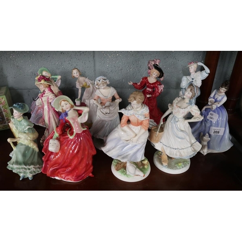 209 - 11 Royal Doulton lady figurines