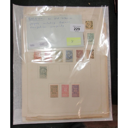 229 - Stamps - Belgium on album pages including German occupation overprints