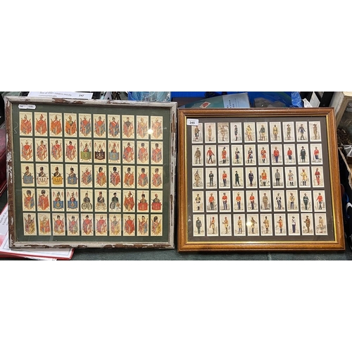 245 - Collection of cigarette cards in 2 frames