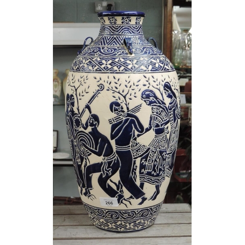 266 - Large blue and white vase - Approx height 46cm