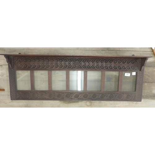 300 - Antique carved oak glazed shelf