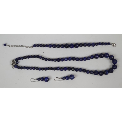 35 - Silver and Lapis lazuli necklace bracelet and earring set