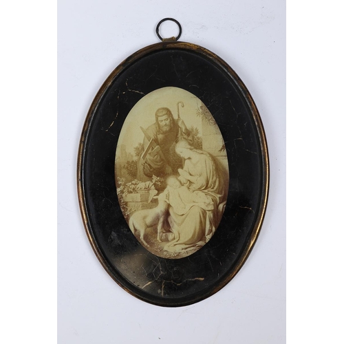 384 - Small framed religious picture dated 1885