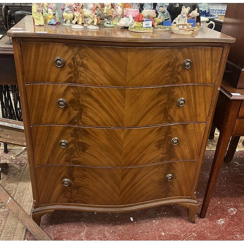 401 - Serpentine fronted chest of 4 drawers - Approx size: W: 86cm D: 51cm H: 97cm