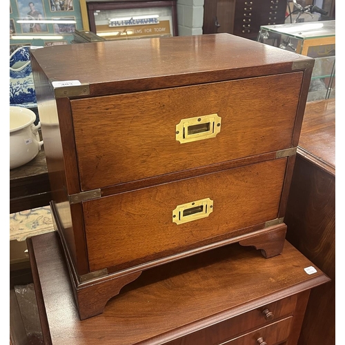 403 - Small campaign chest of 2 drawers - Approx W: 48cm x D: 32cm x H: 46cm