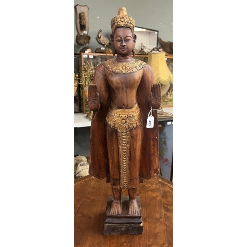 423 - Early 20th C. Cambodian carved wooden Buddha icon in standing pose - Approx height 70cm