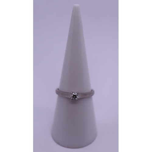 43 - Platinum and diamond solitaire ring - Size M