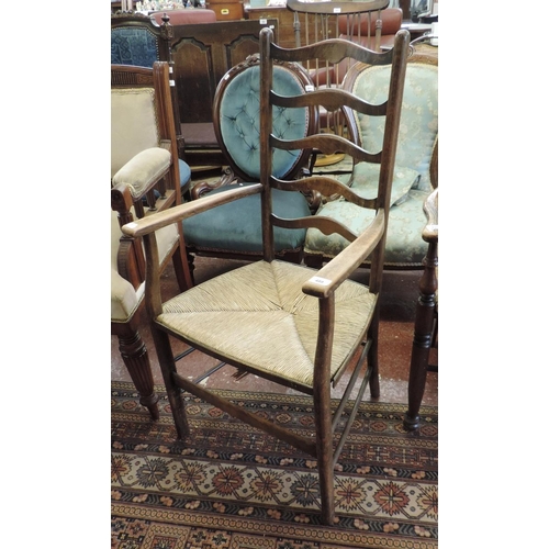 489 - Ladder back rush seated chair