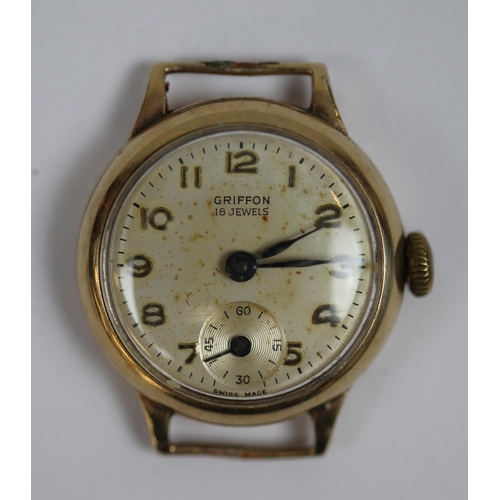 91 - 9ct gold cased watch in working order