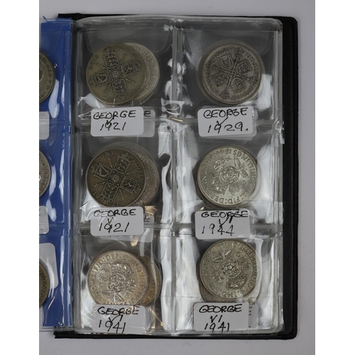 102 - Collection of silver coins to include florins, shillings and crowns