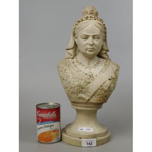 142 - Stone bust of Queen Victoria - Approx height 37cm