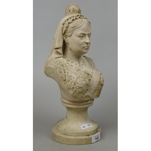142 - Stone bust of Queen Victoria - Approx height 37cm