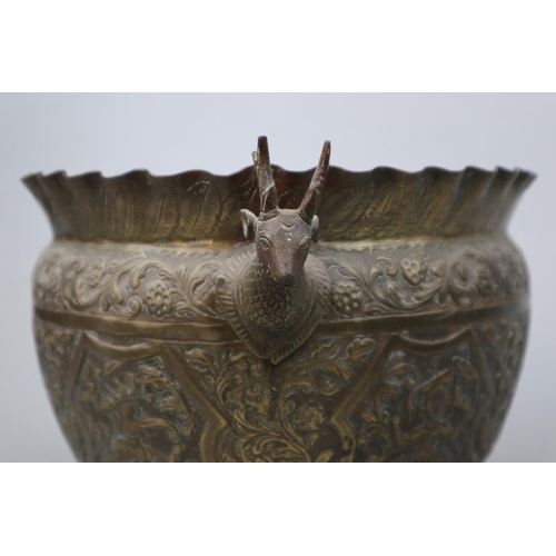 148 - Brass planter adorned with stags - Approx height 22cm