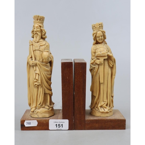 151 - Ecclesiastical bookends with vintage Japanese items