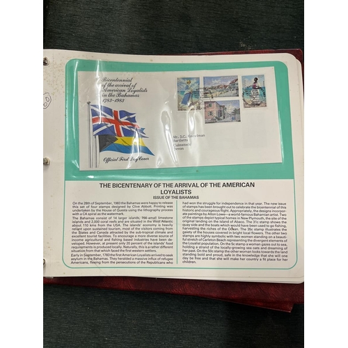 240 - Stamps - British Commonwealth 77 FDCs on printed pages in 2 albums