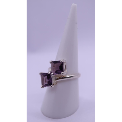 26 - Silver and amethyst ring - Size N