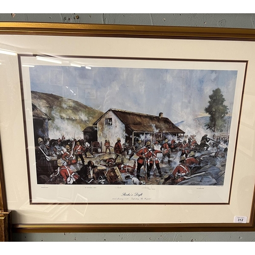 312 - Pair of Military prints - Rorke's Drift and the Death of Private W Griffiths VC