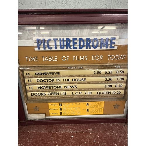 333 - Picturedrome front of house advertising case - Approx W: 111cm x D: 12cm x H: 97cm