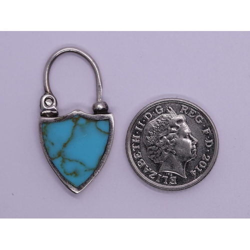34 - Silver Scottish turquoise padlock