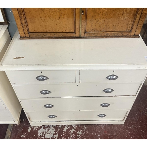 377 - Painted pine chest of drawers - Approx W: 104cm x D: 47cm x H: 90cm