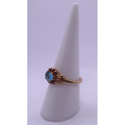38 - 9ct gold blue topaz set ring with COA - Size N