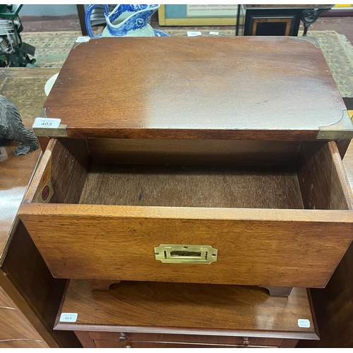 403 - Small campaign chest of 2 drawers - Approx W: 48cm x D: 32cm x H: 46cm
