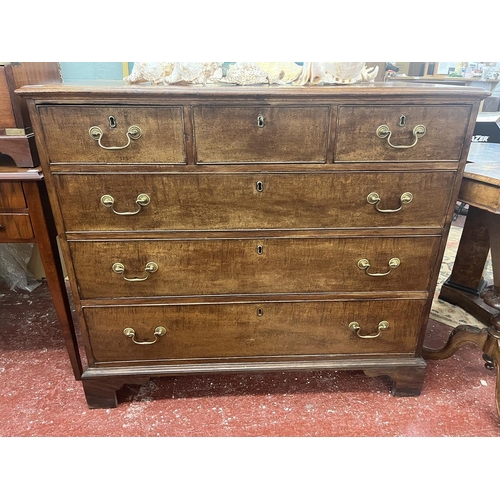405 - Georgian mahogany 3 over 3 chest of drawers - Approx W: 111cm x D: 55cm x H: 97cm