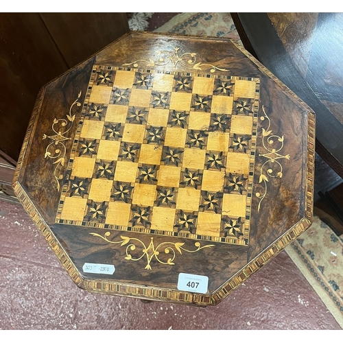 407 - Victorian inlaid sewing table - Approx height: 75cm