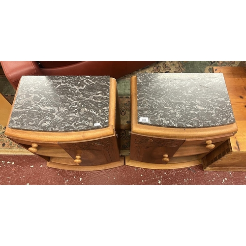 408 - Pair of marble top bedside cabinets 