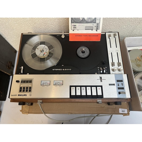 441 - Philips 4500 Reel to reel tape player with reels