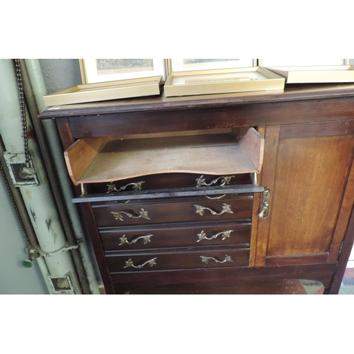 472 - Mahogany music cabinet - Approx W: 80cm x D: 37cm x H: 99cm