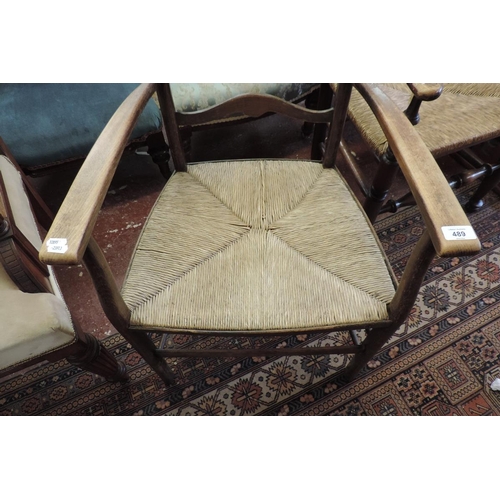 489 - Ladder back rush seated chair